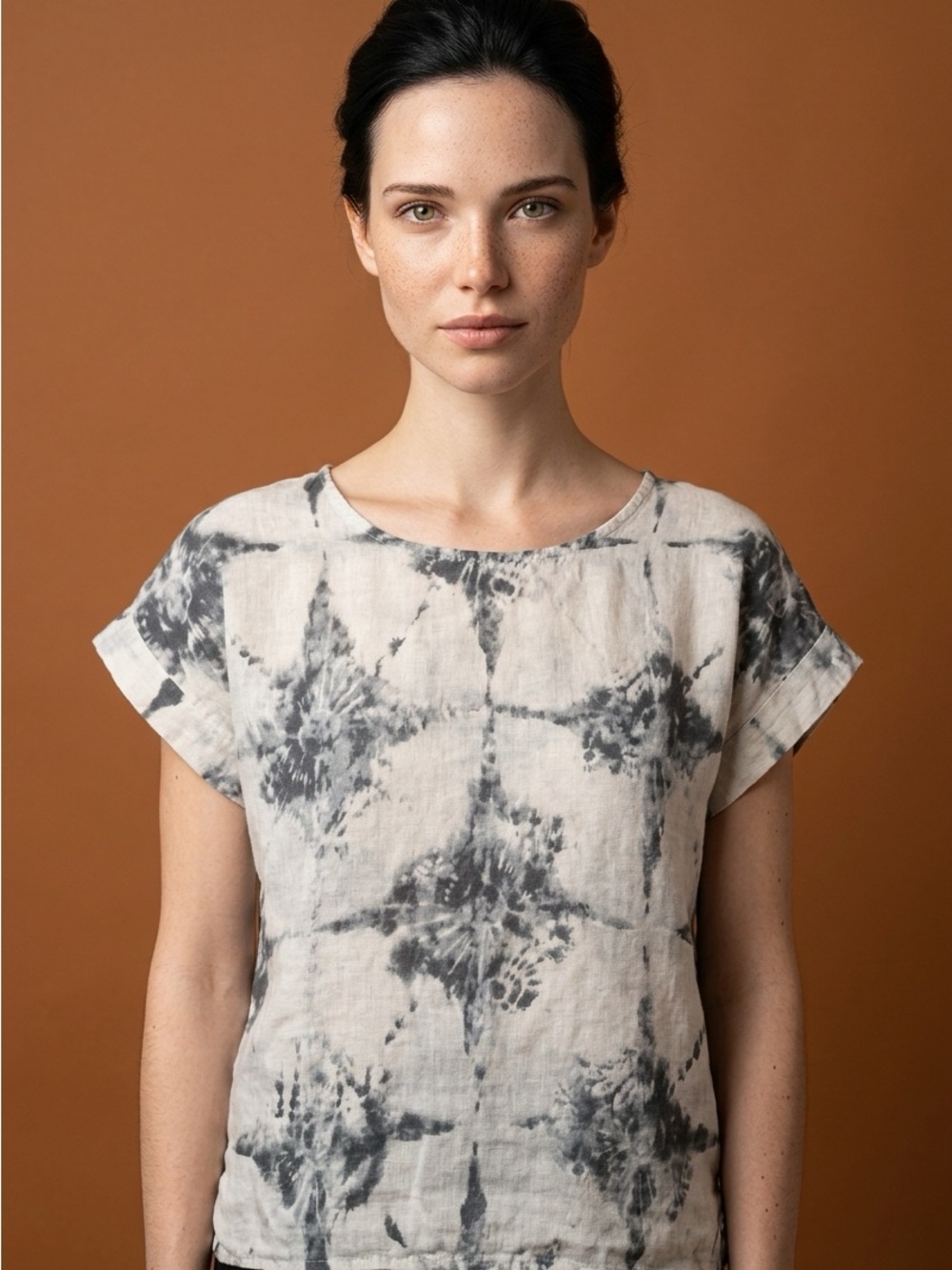 Bellambia Italy Top Womens Small 100% Linen Pullover Tie Dyed Artsy‎ Lagenlook